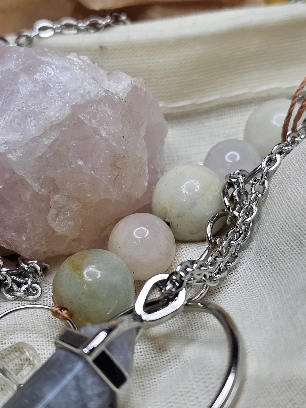 Crystal Pendant Keyring with Pastel Beads - Women Accessories Key & Card Holder